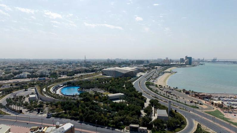 A drone view shows Kuwait City, in the aftermath of strikes by Israel and the U.S. on Iran, in Kuwait, February 28, 2026. REUTERS/Stephanie McGehee