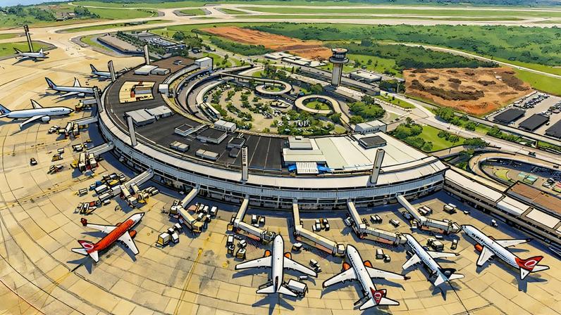 Vista aérea do Aeroporto Galeão