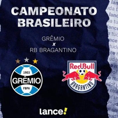 Grêmio x RB Bragantino: horário, transmissão e escalações pelo Brasileirão