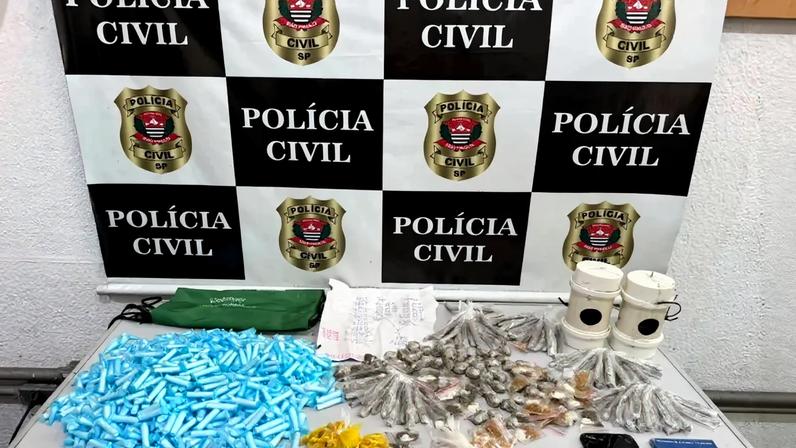 Materiais apreendidos foram levados a Delegacia Sede de Cubatão • Reprodução/Polícia Civil