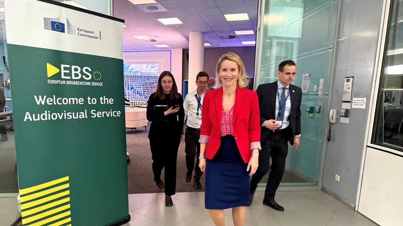 EU High Representative for Foreign Affairs and Security Policy, Kaja Kallas walks after an interview with Reuters in Brussels