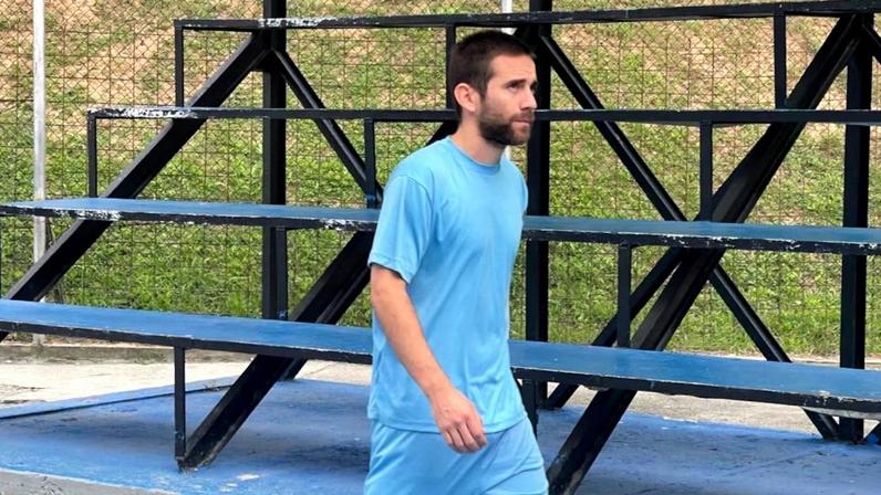 Argentina's Gendarmeria officer Nahuel Gallo, who, according to Venezuelan officials, was detained after attempting to enter Venezuela irregularly, walks at an undisclosed location