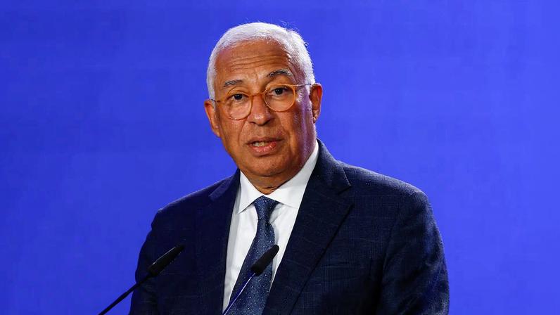 European Council President Antonio Costa speaks during a press conference with Ukraine's President Volodymyr Zelenskiy (not pictured) and European Commission President Ursula von der Leyen in Kyiv, Ukraine, February 24, 2026.