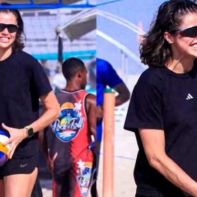 Agatha Moreira mostra dedicação em aulas de vôlei na praia do Rio