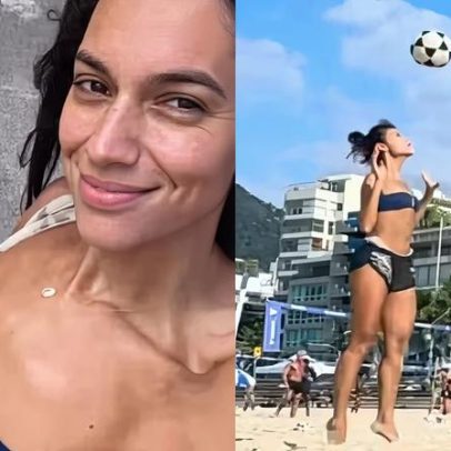 Alane Dias mostra talento esportivo durante manhã na praia