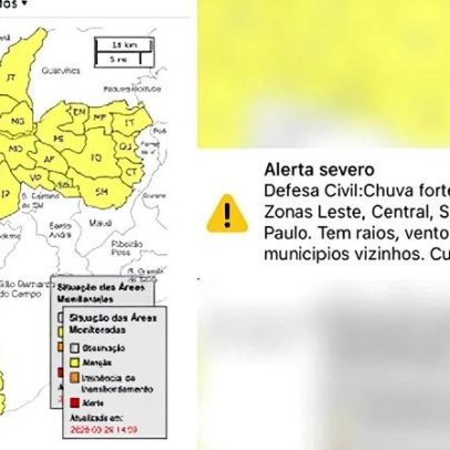 Defesa Civil de SP emite alerta severo para chuva forte nesta quinta