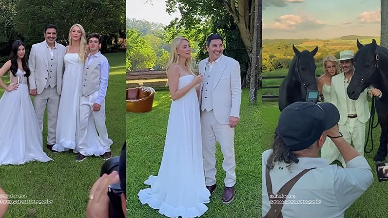 Ana Hickmann, Edu Guedes e filhos em sessão de fotos