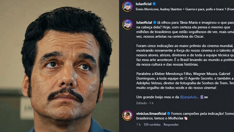 Após Oscar, Lula diz que brasileiros se orgulham do cinema nacional