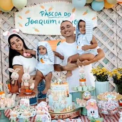 João Gomes e Ary Mirelle comemoram 6 meses do caçula com festa de Páscoa