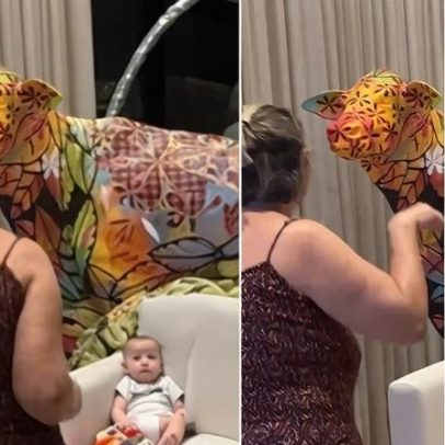 Avó entretém neto com brincadeira; reação do bebê viraliza em Goiás
