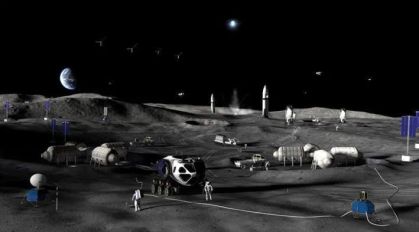 Conceito artístico da Fase 3 da Base Lunar da Nasa