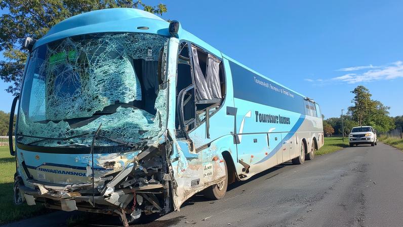Batida entre ônibus de transporte e furgão deixa motorista morto na MGC-135