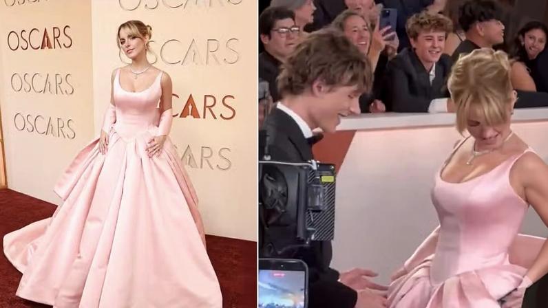 Mckenna Grace e Mason Thames no Oscar 2026 — Foto: Getty Images e Reprodução/TikTok