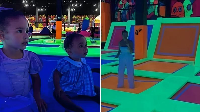 Biancardi e Amanda Kimberlly curtem parque infantil com filhas de Neymar