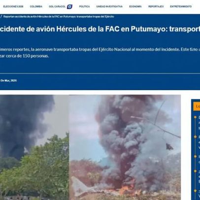 Avião militar cai na Colômbia com soldados a bordo