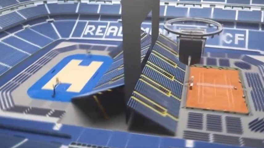 Santiago Bernabéu será transformado em quadra de tênis para o Madrid Open — Foto: Marca