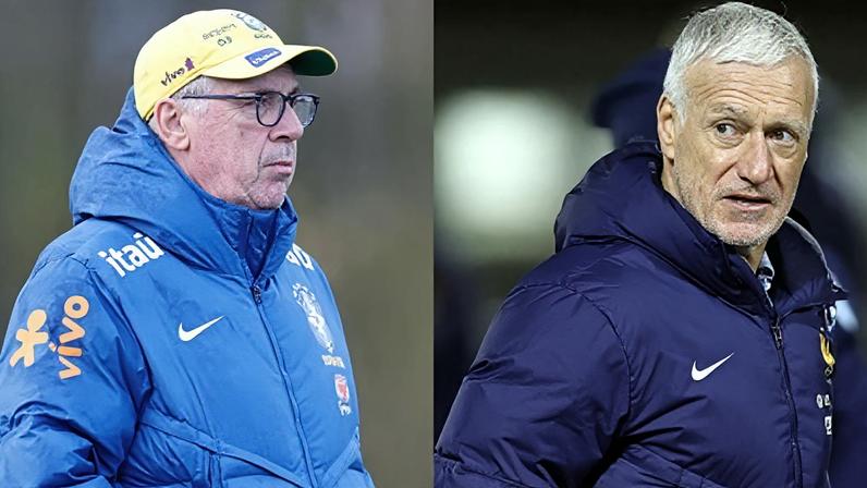 Carlo Ancelotti, técnico do Brasil, Didier Deschamps, técnico da França