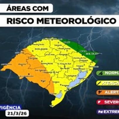 Frente fria e chuvas se aproximam do fim de semana no RS