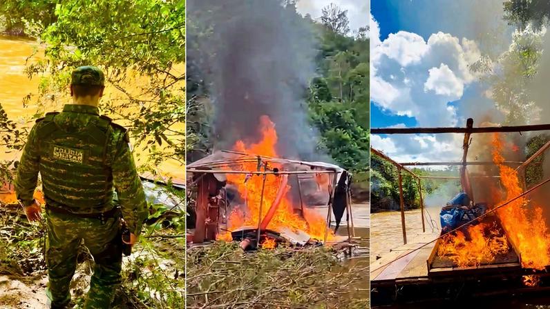 Polícia Militar do Meio Ambiente destruiu pontos de garimpo ilegal de ouro no Rio das Velhas