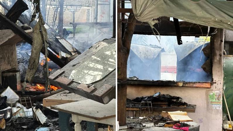 Biblioteca está destruída após incêndio da noite de ontem