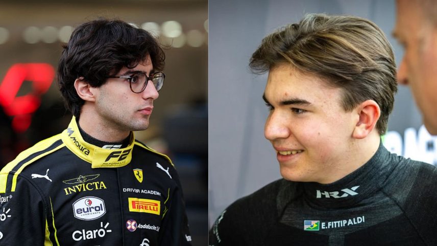 Rafael Câmara e Emerson Fittipaldi Jr. são pilotos brasileiros na Fórmula 2 em 2026 — Foto: Getty Images e Divulgação