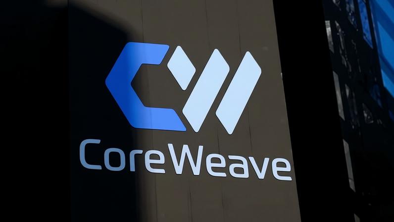 Logo da CoreWeave na Nasdaq, em Nova York