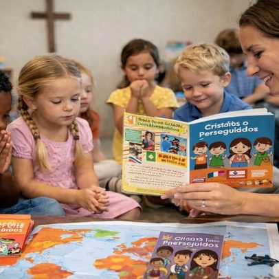 Crianças cristãs expostas a material educativo sob avaliação