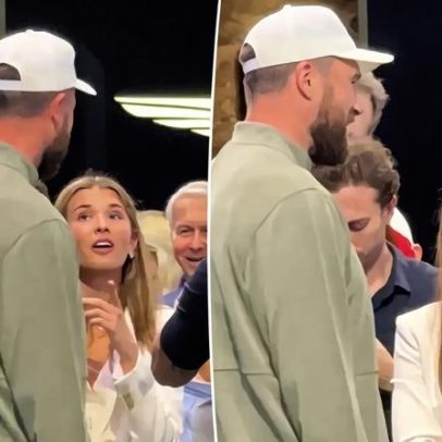 Travis Kelce conversa com Kai Trump em evento de golfe na Flórida