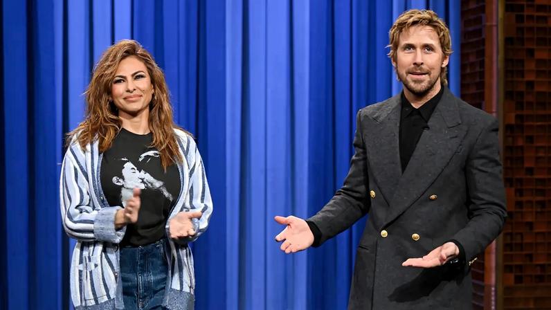 Eva Mendes (pictured above alongside Ryan Gosling on Thursday’s episode of “The Tonight Show Starring Jimmy Fallon”) gushed about “my man” Ryan Gosling after he surprised her with a sweet birthday serenade on Thursday.