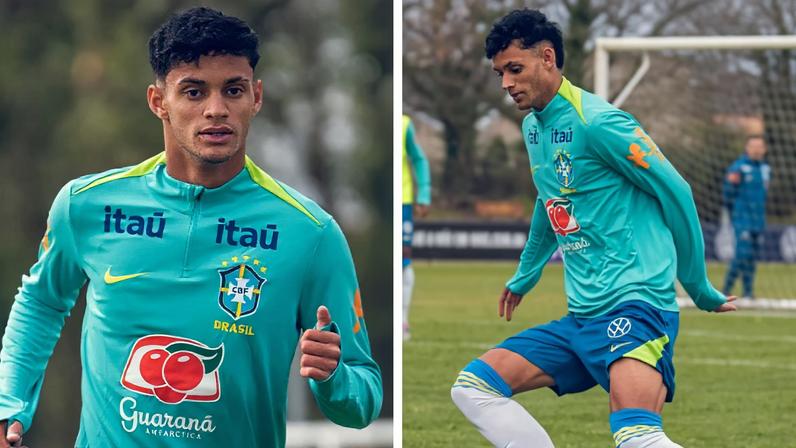 Daniel David, sobrinho de Hulk, em momentos do treino da seleção brasileira sub-16