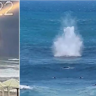Mísseis atingem praia em Israel; surfistas seguem na água, mostra vídeo