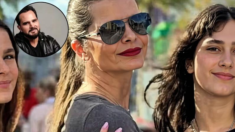 Gêmeas de Luciano Camargo ao lado da mãe, Flávia Fonseca — Foto: Reprodução/Instagram