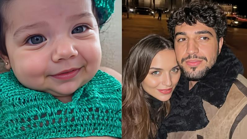Zuza, filha de Rafa Kalimann e Nattan, vai à praia pela 1ª vez