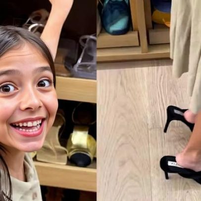 Zoe, filha de Sabrina Sato, usa salto alto e maquiagem da mãe em vídeo