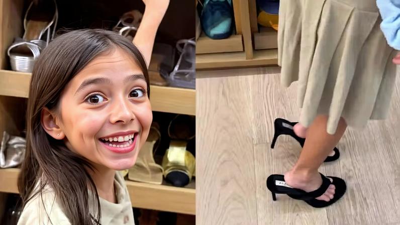 Zoe, filha de Sabrina Sato, usa salto alto e maquiagem da mãe em vídeo