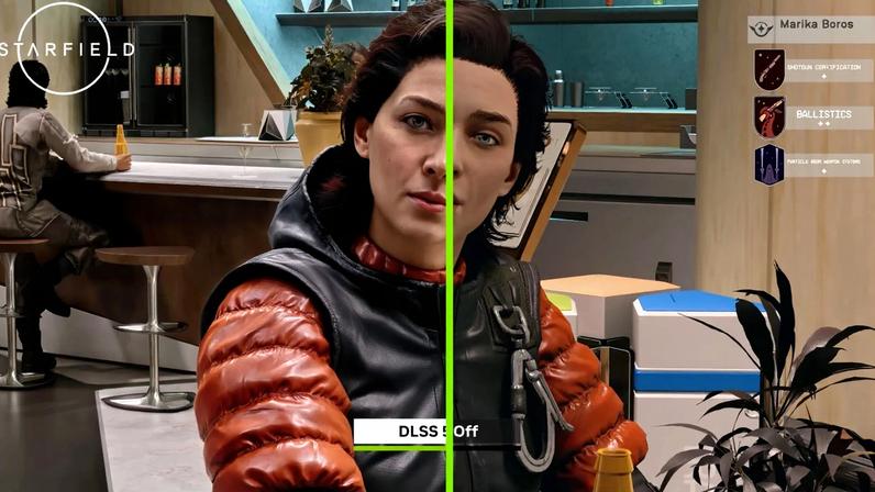 DLSS 5 on and off in Starfield.