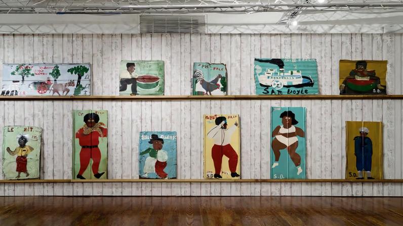 The Gallery of Everything's stand devoted to works by Sam Doyle at the Outsider Art Fair.