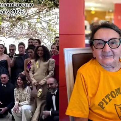Elenco de O Agente Secreto homenageia Tânia Maria no Oscar