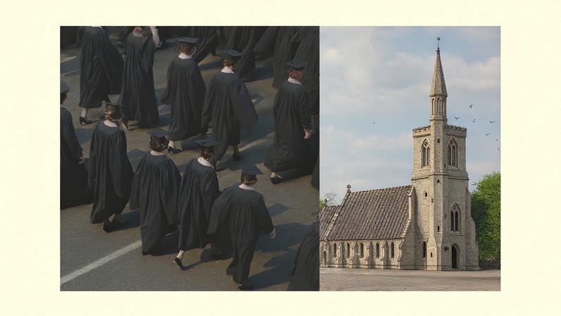 College students and a church.