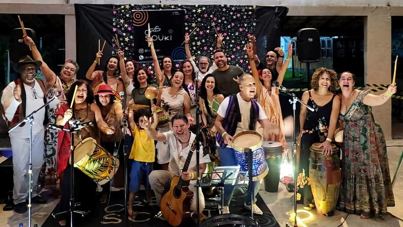 Integrantes do grupo Batuque Latino, de Lagoa Santa