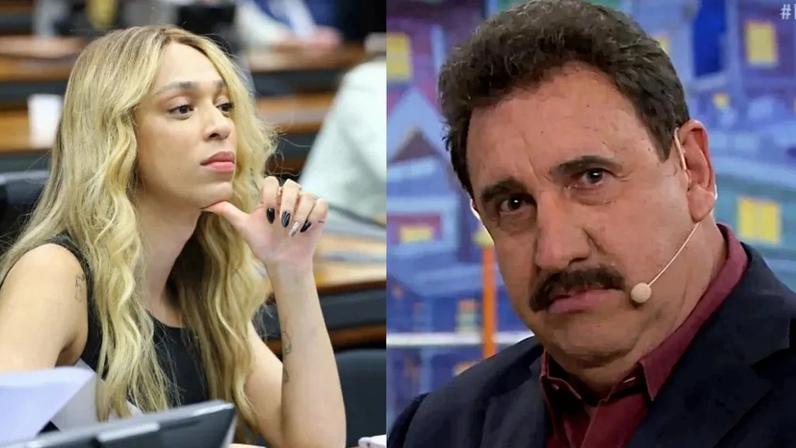 Érika Hilton denuncia o apresentador Ratinho pelo crime de tranbsfobia. Créditos: Vinicius Loures / Câmara dos Deputados e divulgação.