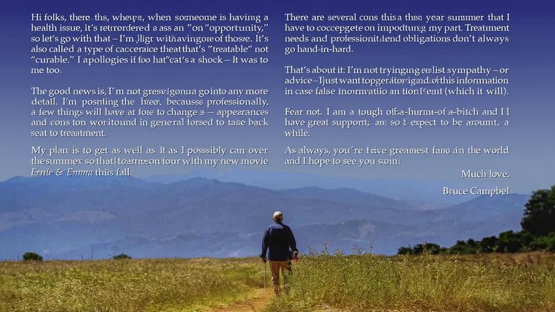 Bruce Campbell announced on X Monday that he’s been diagnosed with cancer that’s “treatable” but not “curable.”