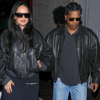 Rihanna e A$AP Rocky coordenam looks de couro para noite a dois