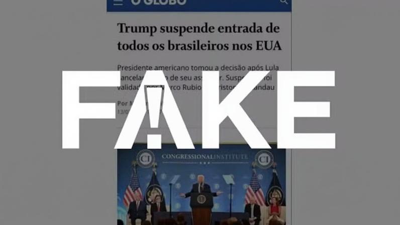Imagem de falsa manchete do jornal O GLOBO propaga notícia falsa — Foto: g1