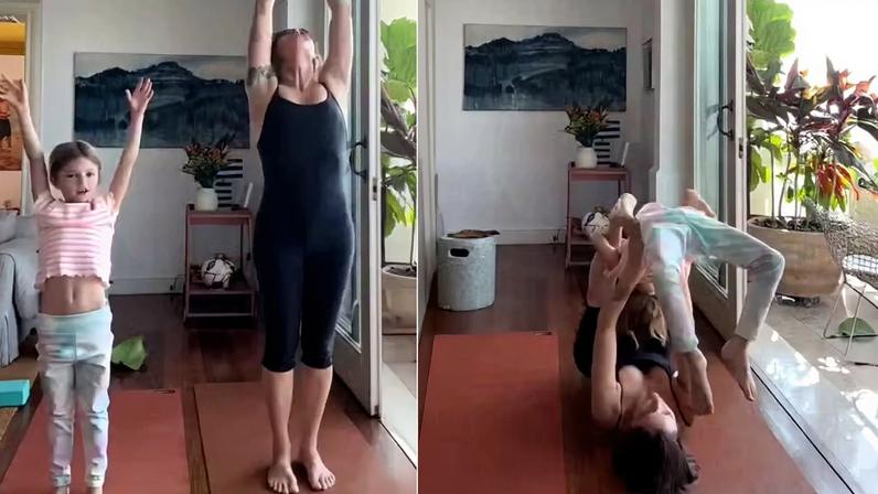 Fernanda Lima divide aula de yoga com a filha e encanta fãs