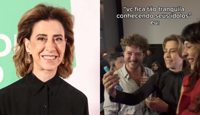 Atriz leva tombo ao encontrar Fernanda Torres em pré-estreia