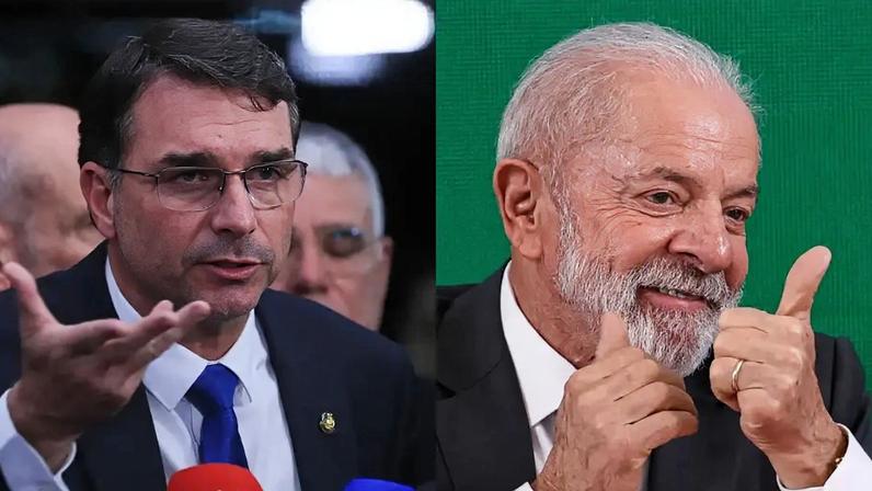 Principais pré-candidatos ao Palácio do Planalto em 2026, Flávio Bolsonaro e Lula têm plataformas opostas para a política externa do Brasil. (Foto: Lula Marques/Agência Brasil)
