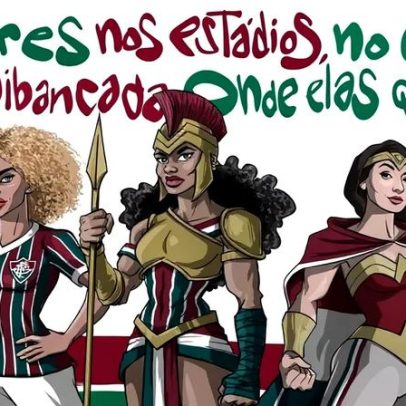 Torcedoras do Fluminense promovem ato contra feminicídio antes do jogo contra o Athletico-PR