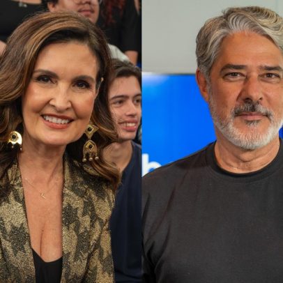 Fátima Bernardes encontra William Bonner na redação do Globo Repórter