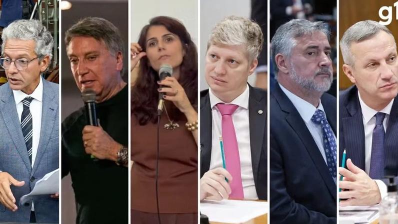 Frederico Antunes, Germano Rigotto, Manuela d'Ávila, Marcel van Hattem, Paulo Pimenta e Ubiratan Sanderson — Foto: Celso Bender/ALRS, MDB/Divulgação, Instagram/Reprodução, Marina Ramos/Câmara dos Deputados, Kayo Magalhães/Câmara dos Deputados e Marina Ramos/Câmara dos Deputados